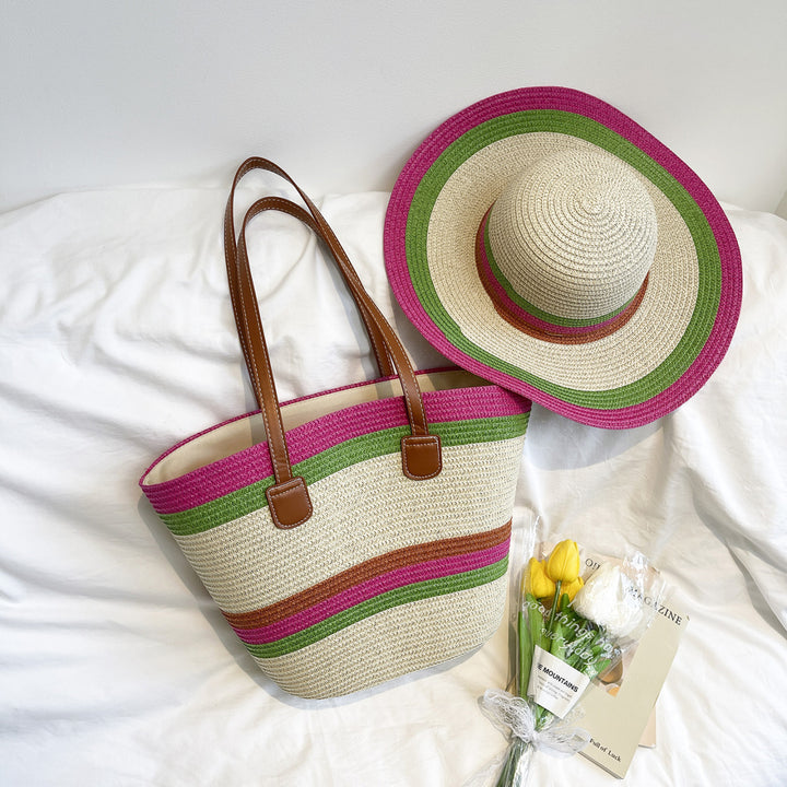 WoColorful Straw Beach Tote Bag Kalsten