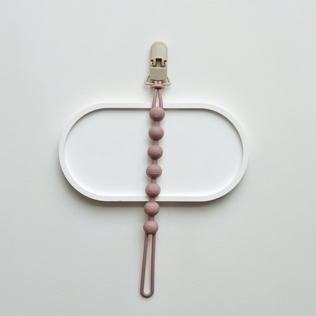 Infant Teething Bead Pacifier Holder Clip with Secure Clamp