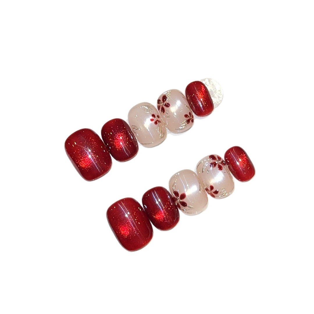 Artificial nails with elegant floral and glitter designs Kalsten