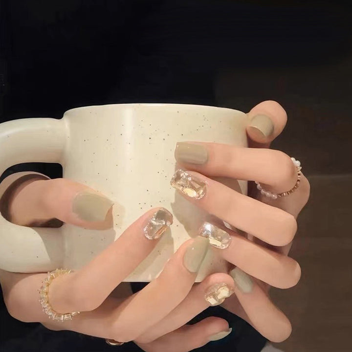 Decorative Stiletto Press-On Nails with Gemstone Accents Kalsten