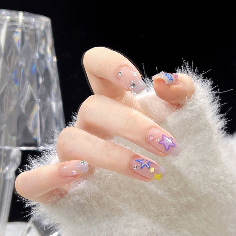 Artificial nail set with elegant blooming decorations and delicate ombre effect Kalsten