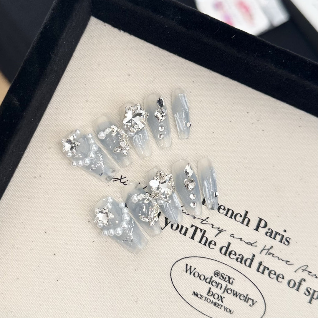 Glamorous Crystal-Embellished Press-On Nail Collection