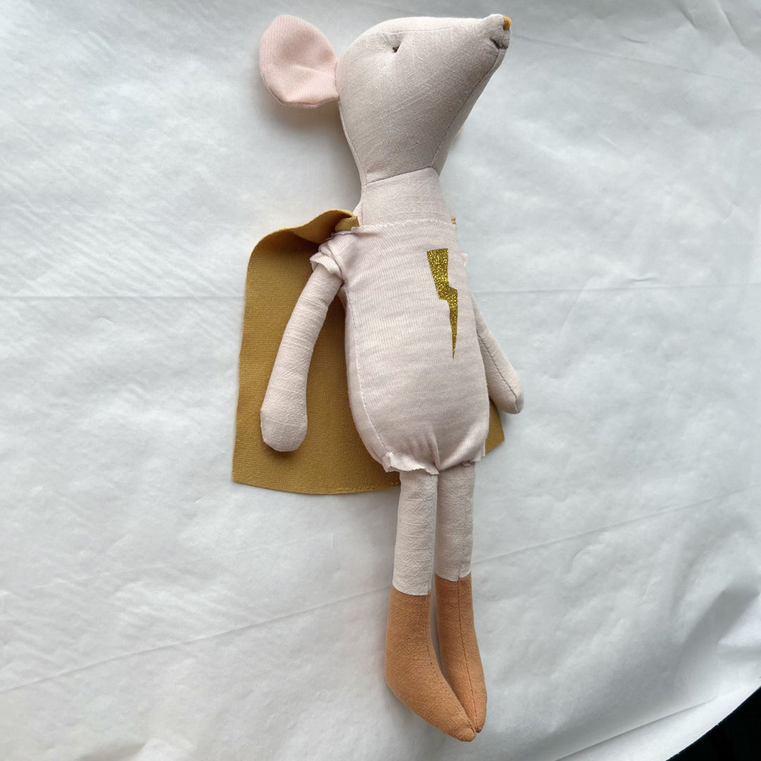 Soft Long‑Leg Linen Bunny Plush with Checkered Collar and Gathered Overalls