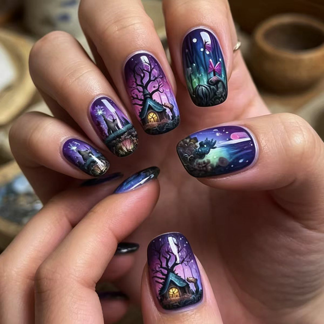 Fairy Tale Forest Design Artificial Nails Kalsten