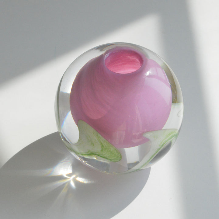 Handblown Encased-Glass Bud Vase with Sculptural Petal Inclusions Kalsten