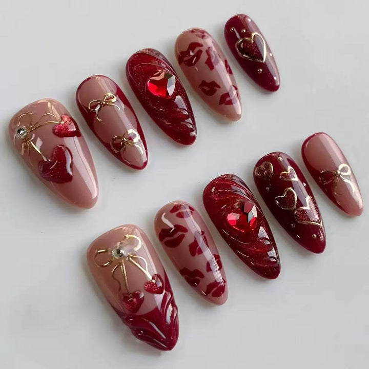 Artistic Floral and Star-Embellished Press-On Nail Set Kalsten