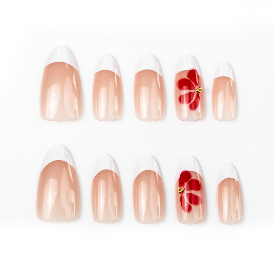 Elegant Floral Decorated Press-On Nail Set