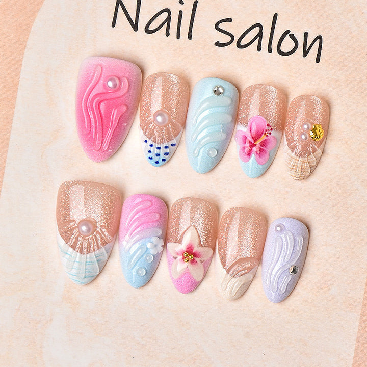Artistic Floral-Embellished Press-On Nail Art Set