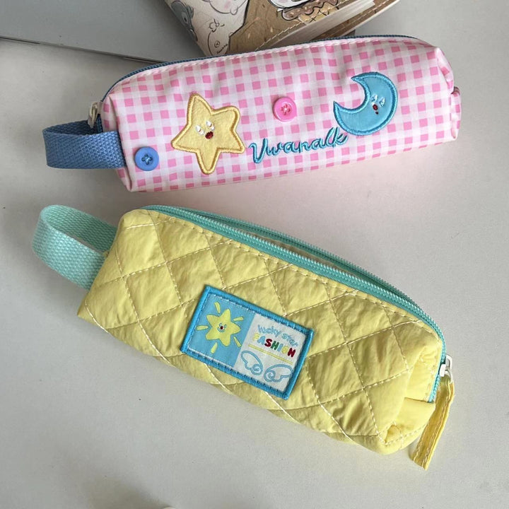 Quilted Cartoon-Themed Zipper Pencil Case