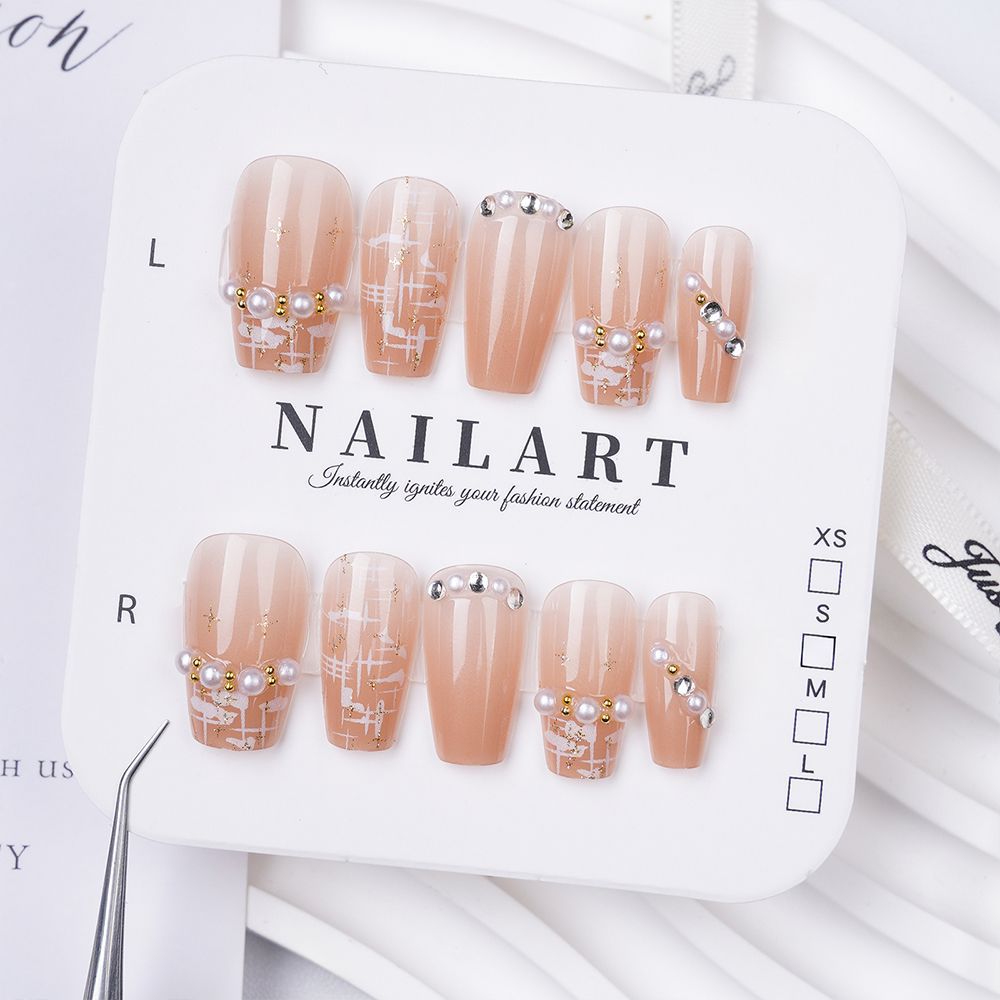 Artistic Press-On Nail Set with Elegant Floral and Decorative Accents Kalsten