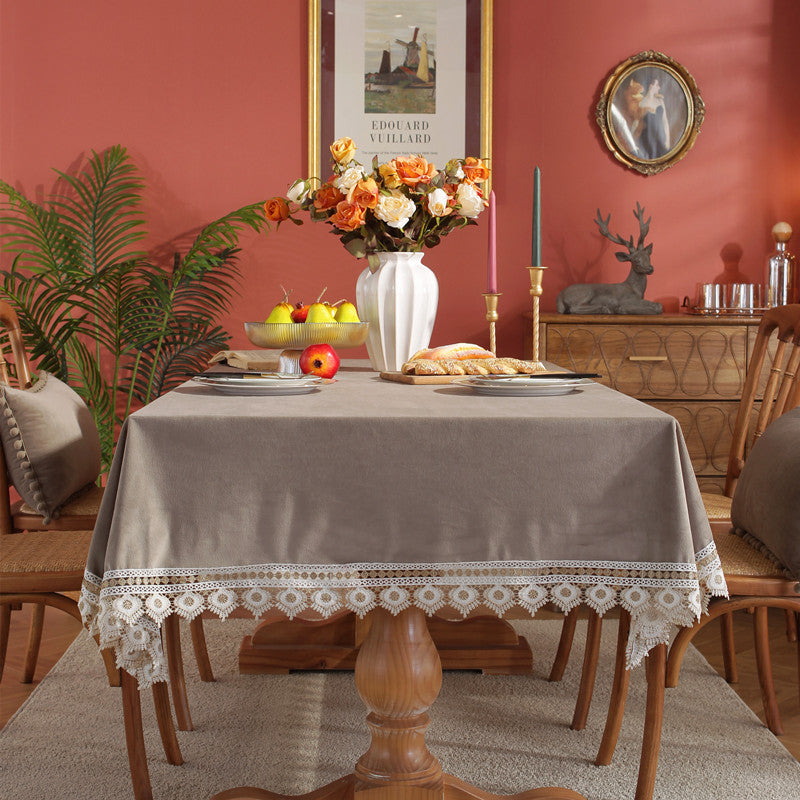 Elegant Lace Edged Tablecloth