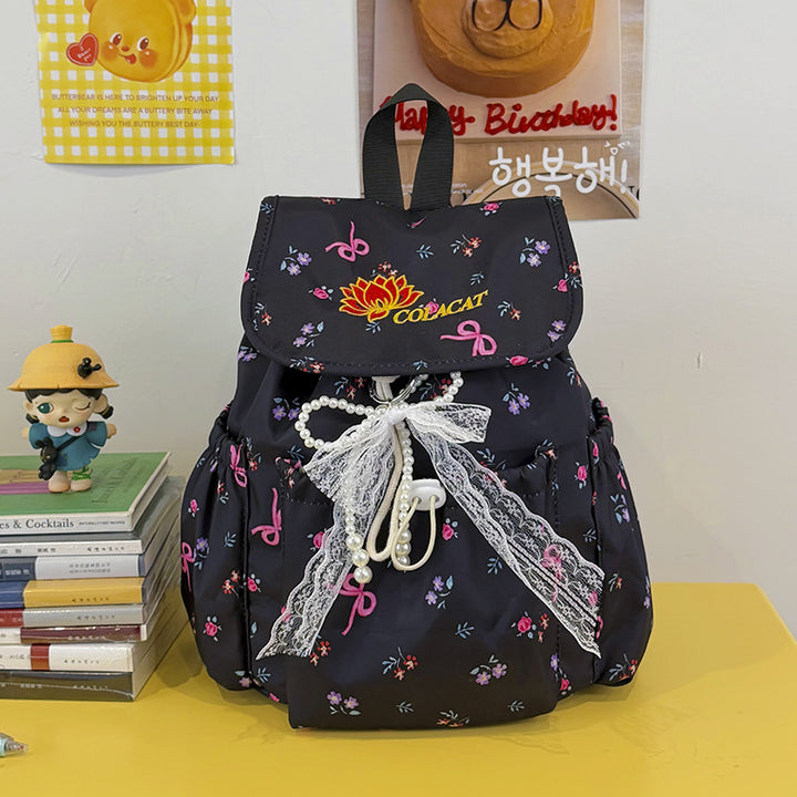 Floral-Embellished Drawstring Backpack Kalsten