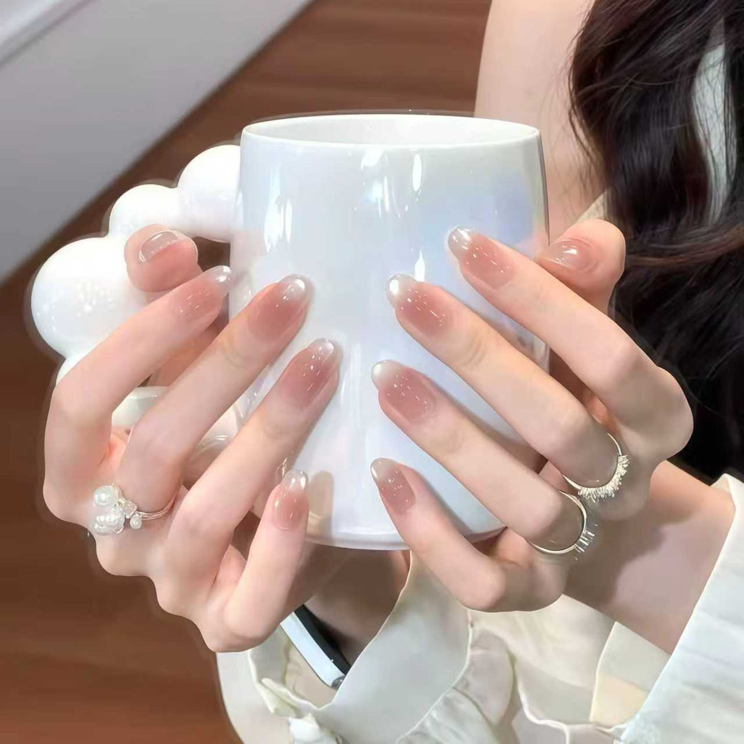 Artificial nails with elegant ombre effect and glitter coating Kalsten