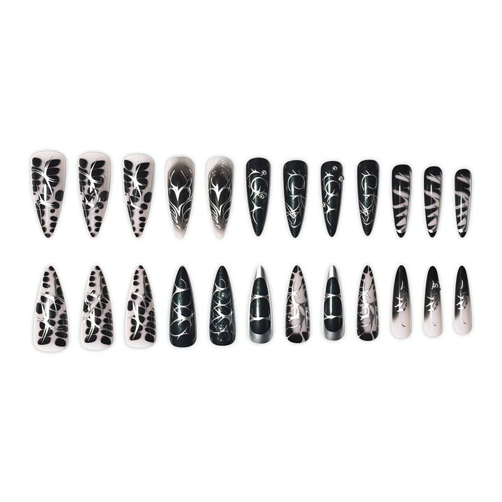 Elegant Stiletto Nail Art Extensions with Intricate Design Kalsten