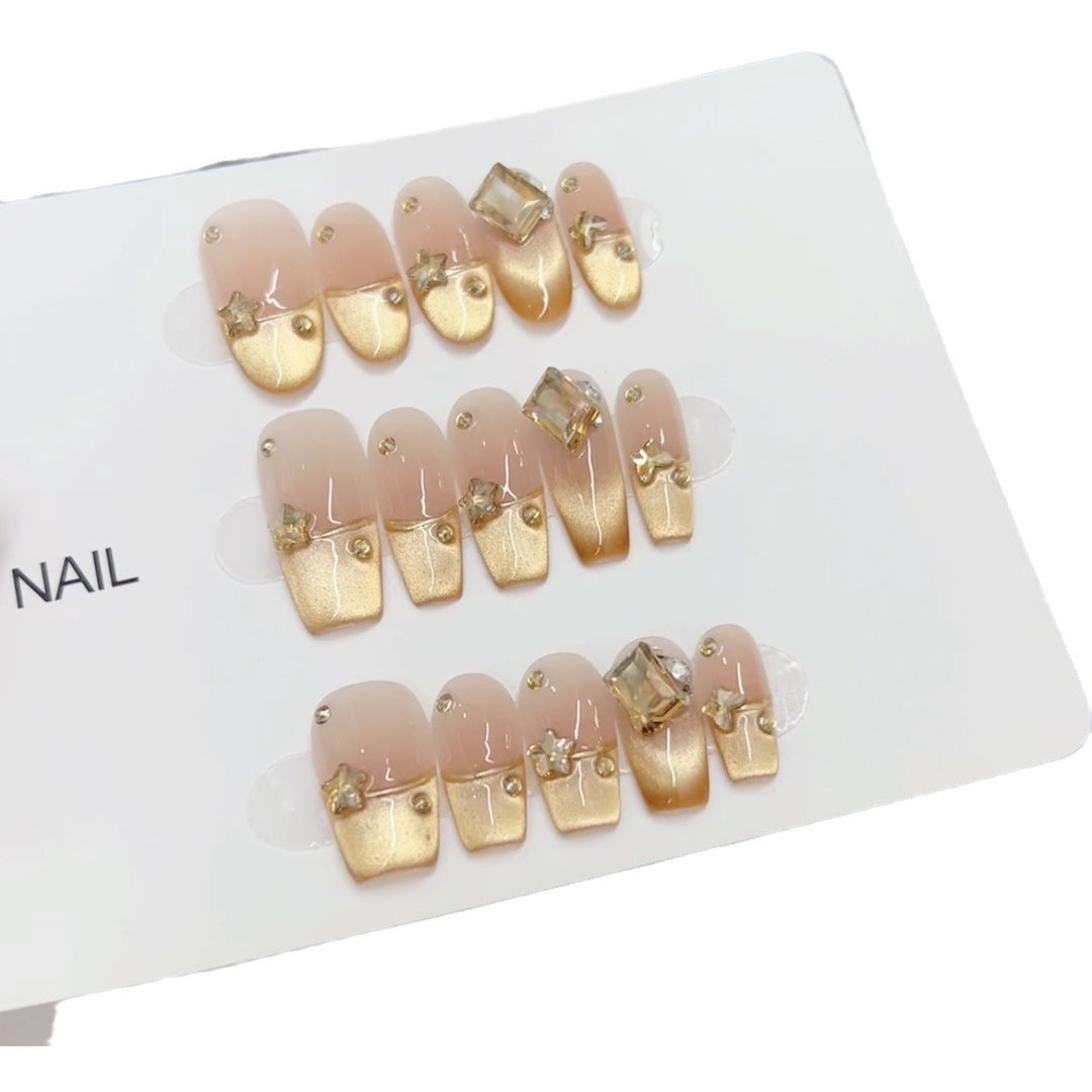Decorative Press-On Nail Art with Crystal Accents Kalsten