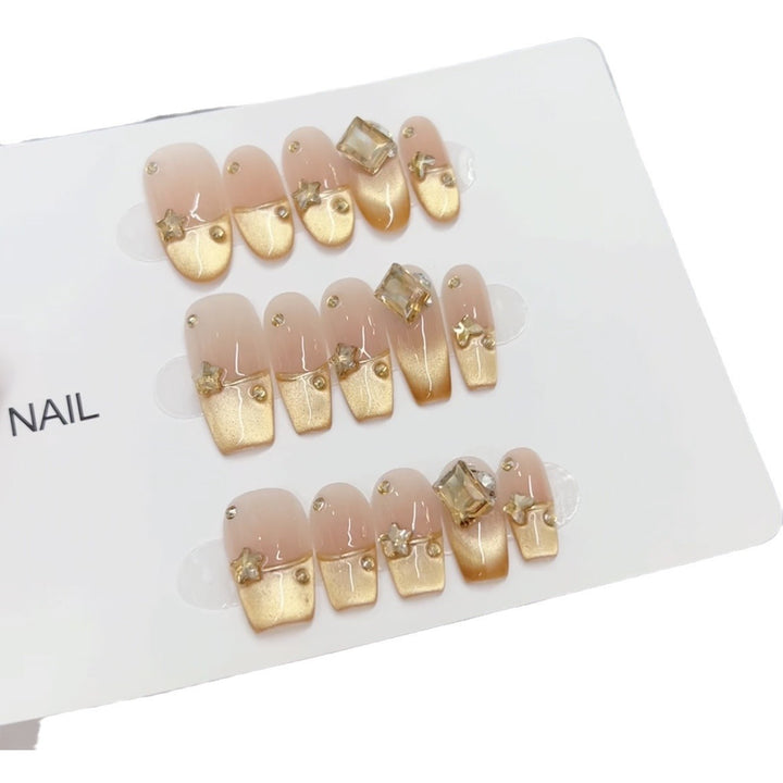 Decorative Press-On Nail Art with Crystal Accents Kalsten