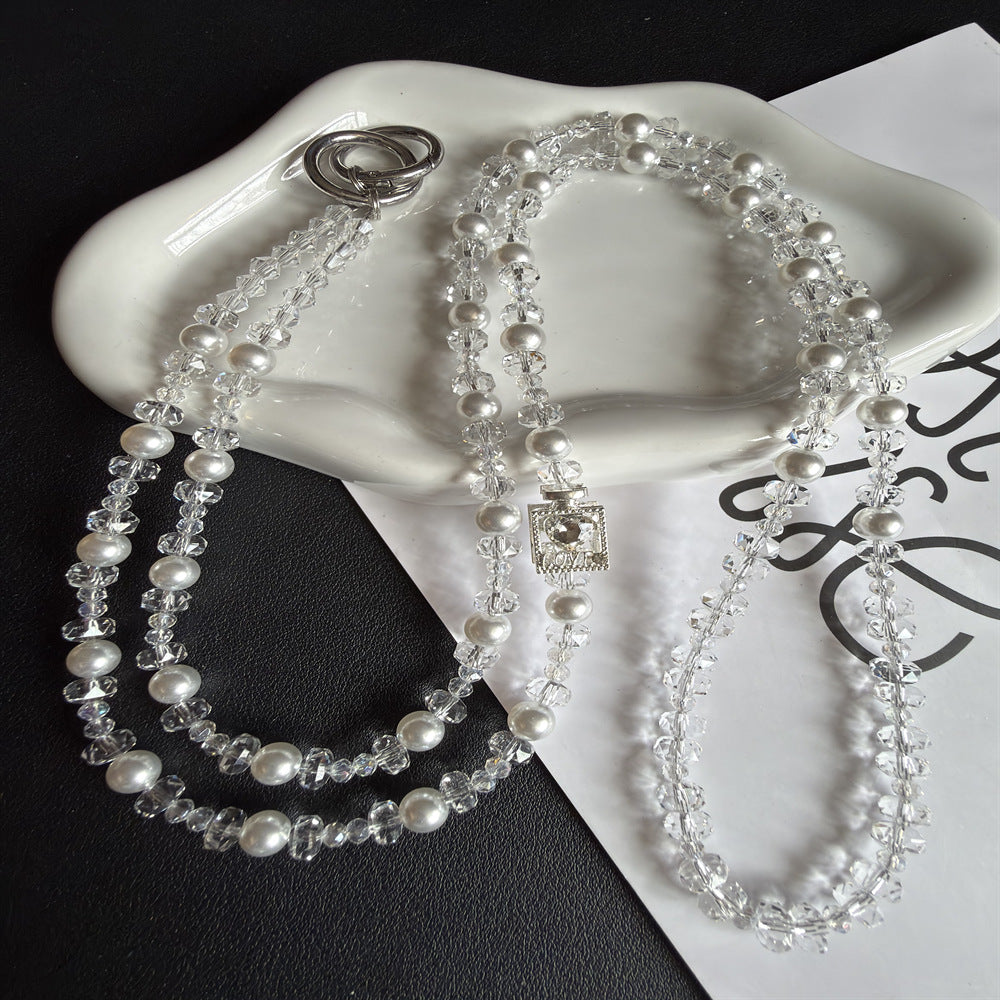 Elegant Pearl and Crystal Eyewear Holder Kalsten