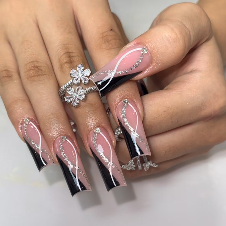 Glamorous Glittery Stiletto Press-On Nails Kalsten