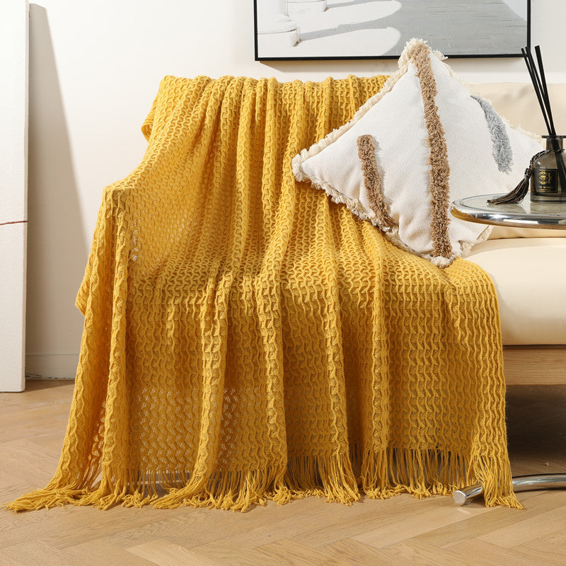 Home Decorative Fringe Knit Throw