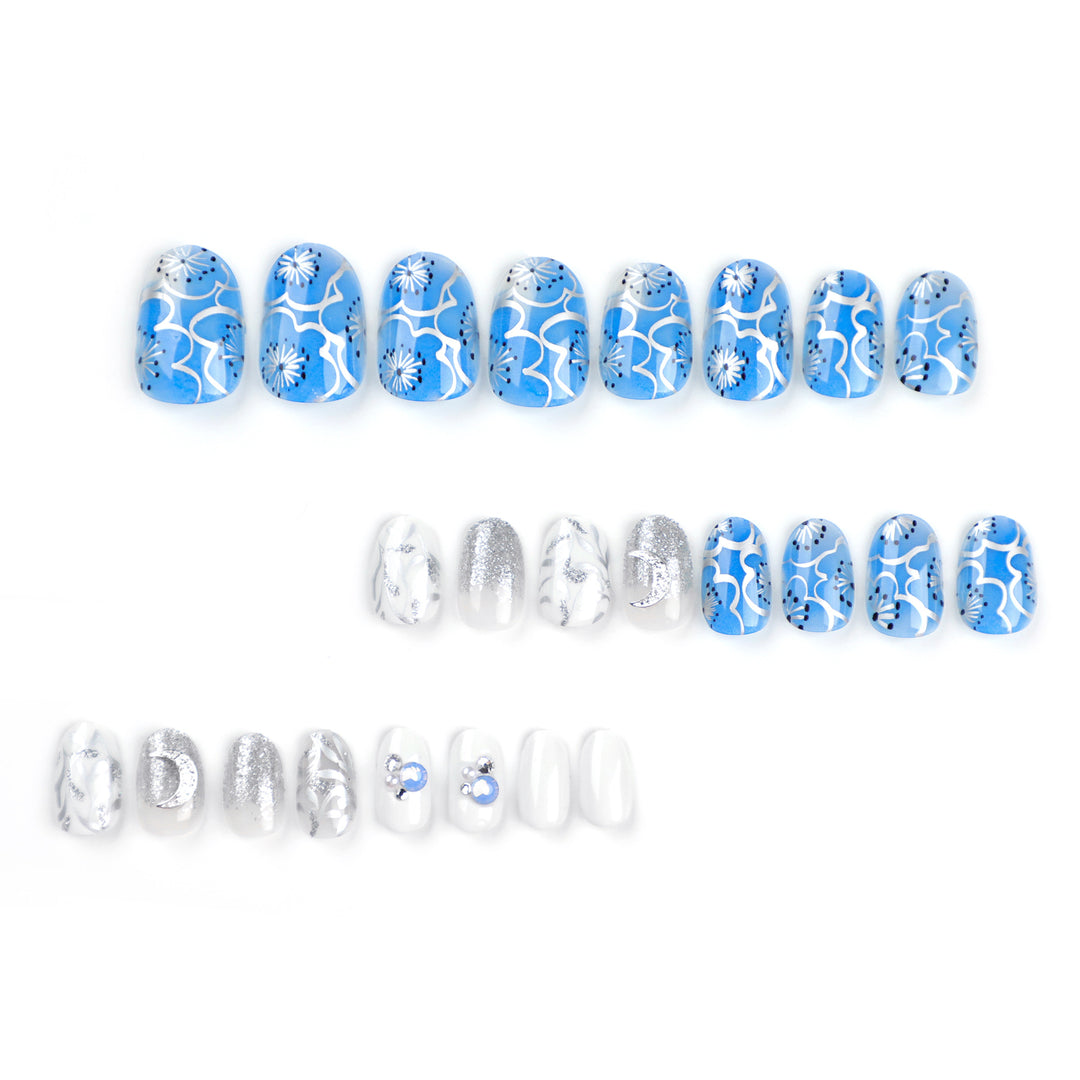 Artistic nail extensions with sparkling accents Kalsten