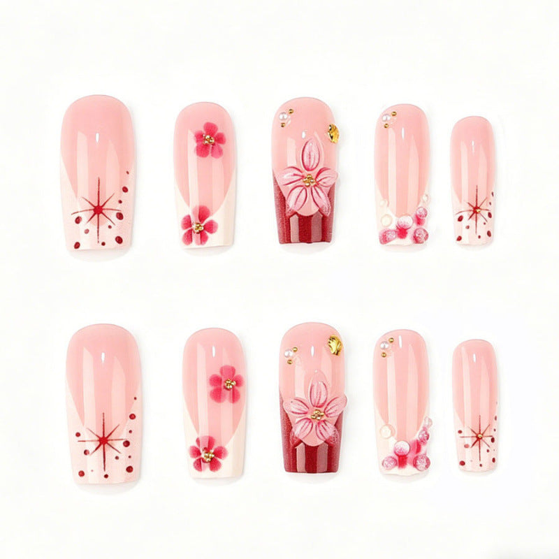 Floral-Embellished Press-On Nail Set