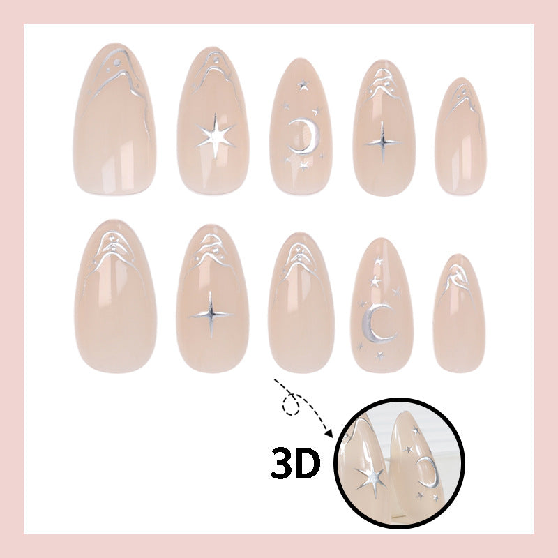 Glamorous artificial nails with elegant star and moon symbols Kalsten