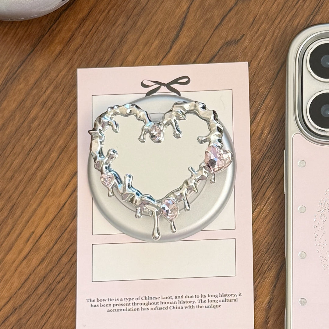 Heart-shaped hand mirror with elegant crystals Kalsten