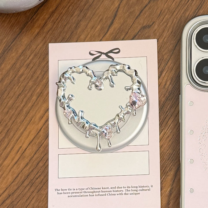 Heart-shaped hand mirror with elegant crystals Kalsten