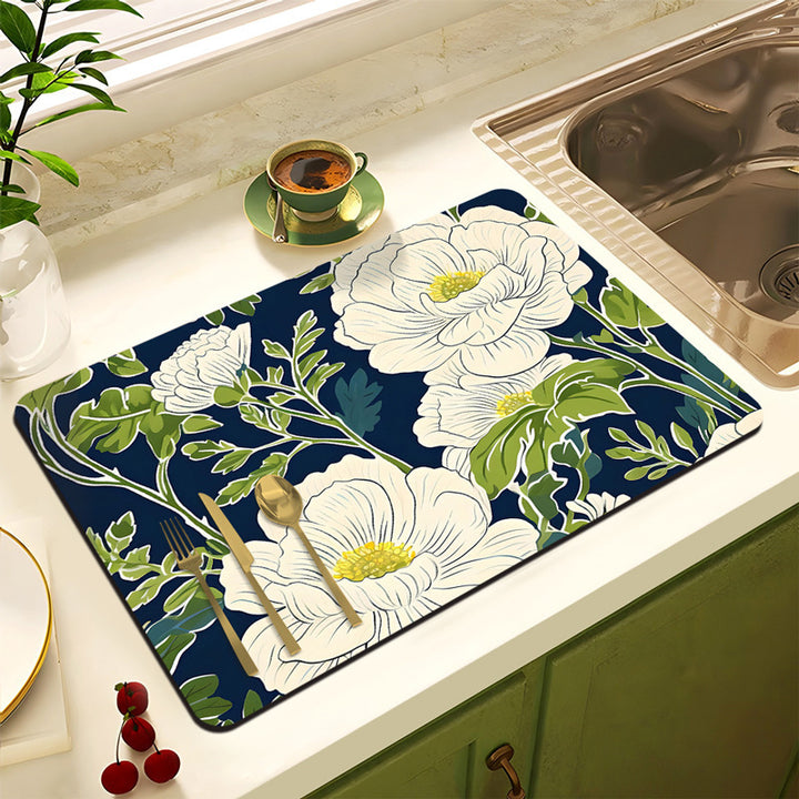 Decorative Floral Kitchen Mat