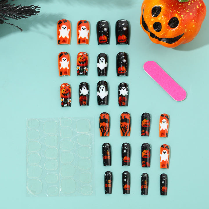 Creative Halloween Art Nails with Ghost and Pumpkin Design Kalsten