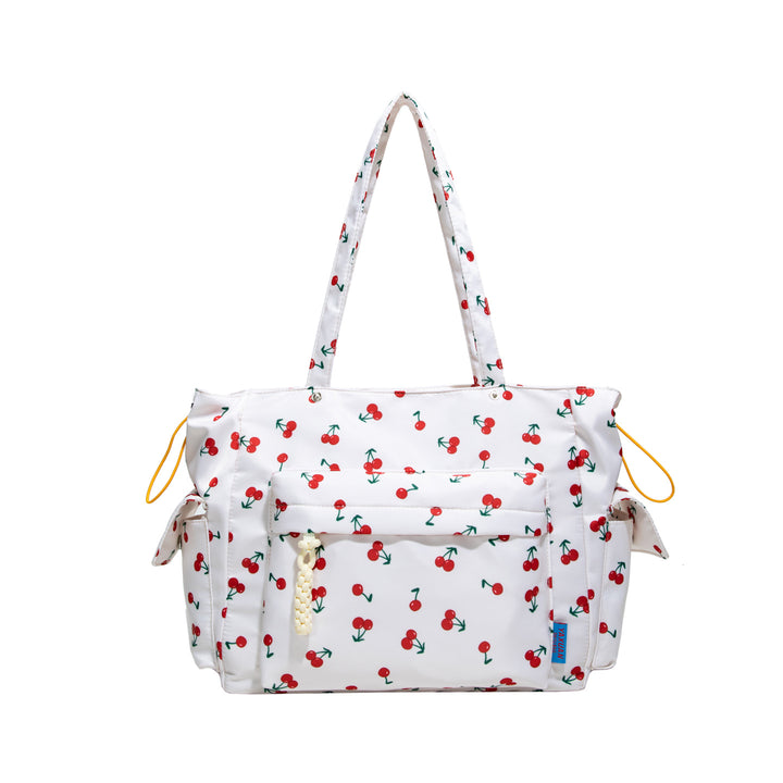 Cherry Print Multi-Pocket Tote Bag Kalsten