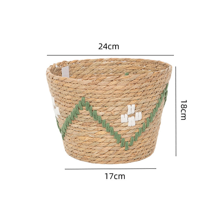 Handwoven storage basket with colorful accents Kalsten