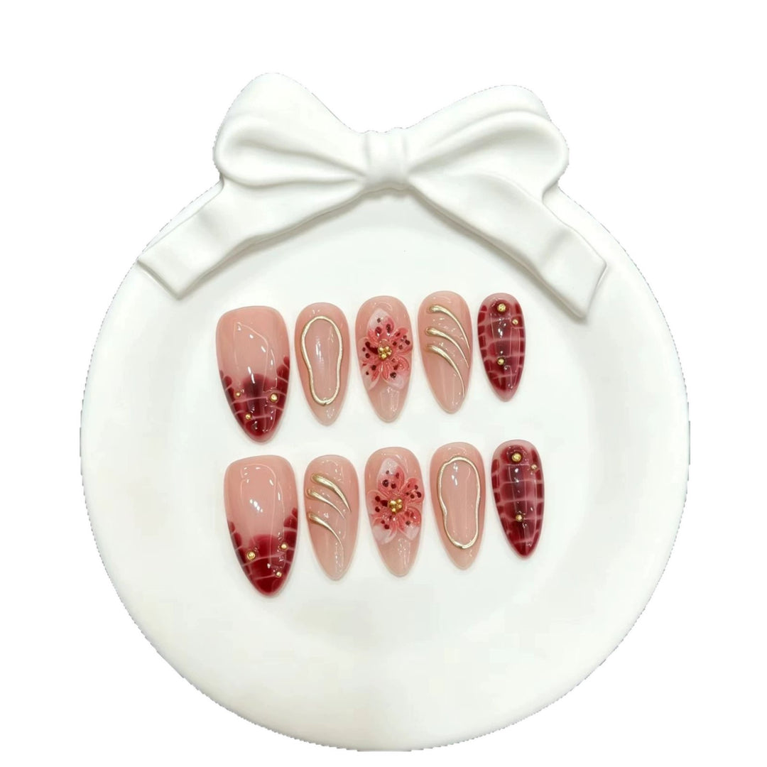 Artistic Floral Press-On Nail Set  1791774628
