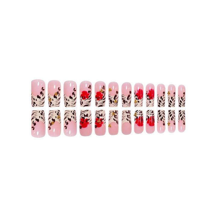 Floral and Animal Print Press-On Nail Art Kalsten