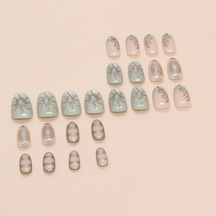 Artistic Sun-Embellished Press-On Nail Tips Kalsten