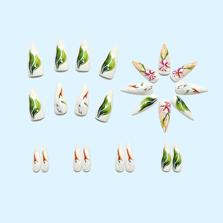 Artistic 3D Nail Tips with Floral Pattern Kalsten