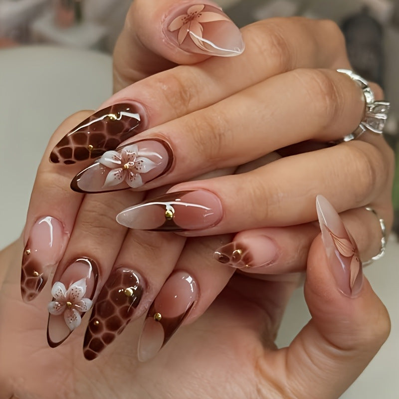 Decorative Floral Long Nail Set Kalsten