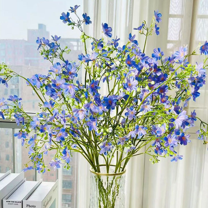 Artificial Floral Arrangement with Decorative Glass Vase