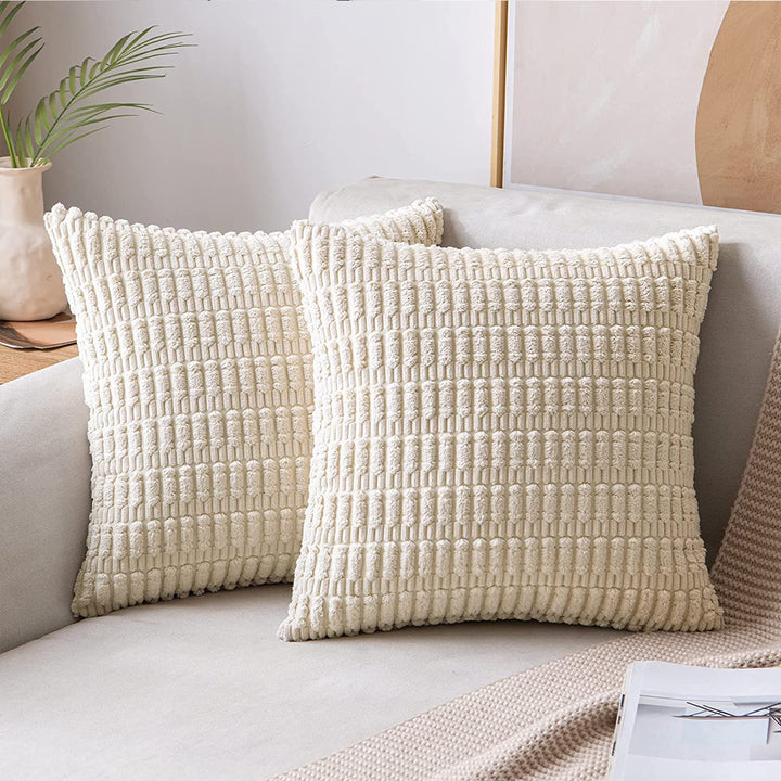 Textured Chenille Square Throw Pillow Cover with Hidden Zipper