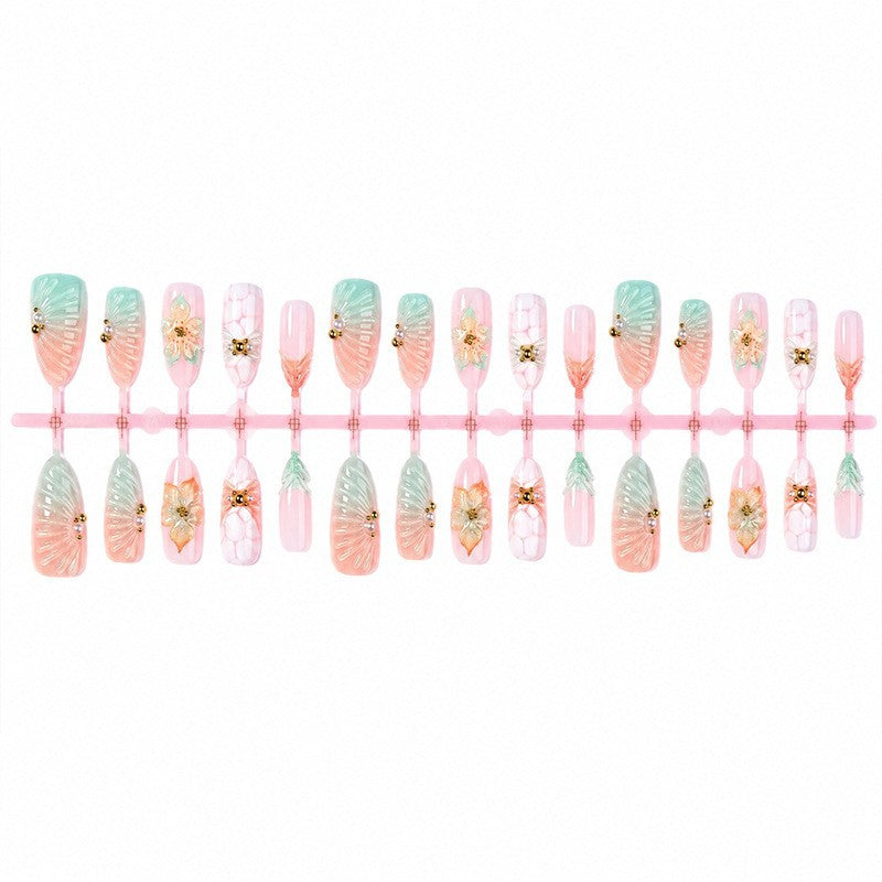 Artificial nail set with glamorous flower and glitter details Kalsten