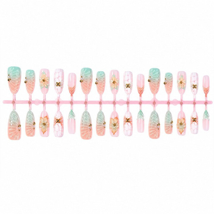 Artificial nail set with glamorous flower and glitter details Kalsten