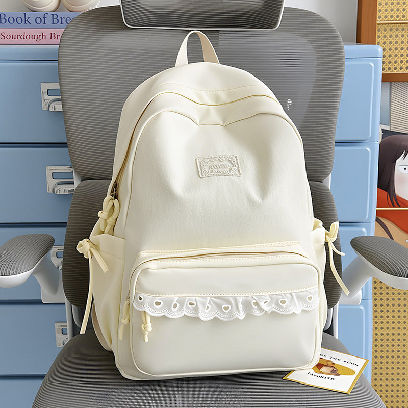 Decorative Lace-Trimmed School Backpack Kalsten
