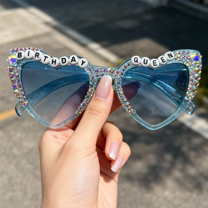 Decorative Rhinestone-Embellished Heart-Shaped Sunglasses Kalsten