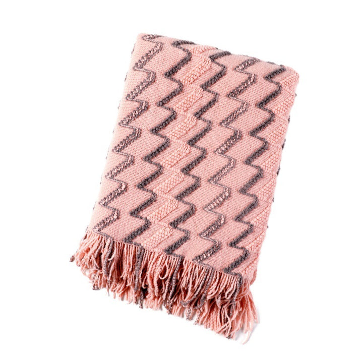 Cozy Textured Fringe Throw Blanket
