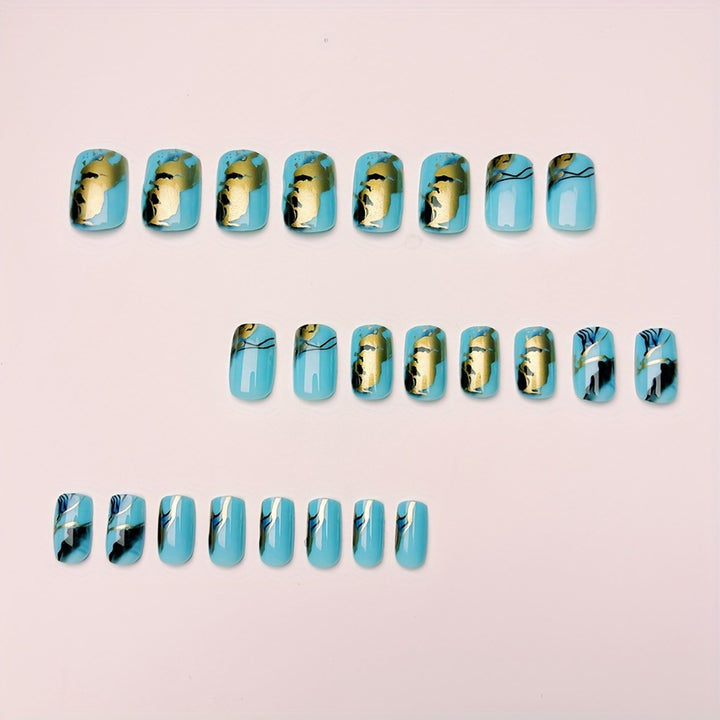 Luxury artificial nails with maritime marble design Kalsten