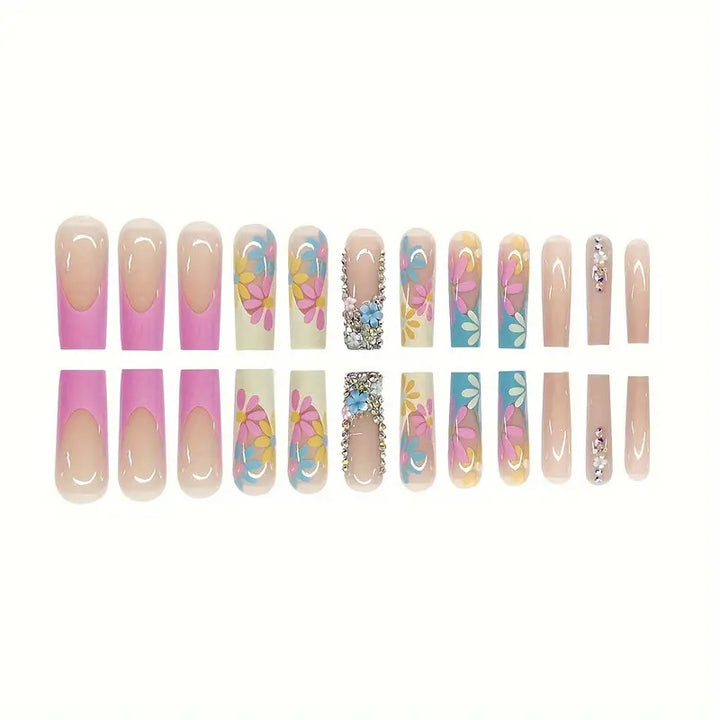 Vibrant Floral Press-On Nail Art Kalsten