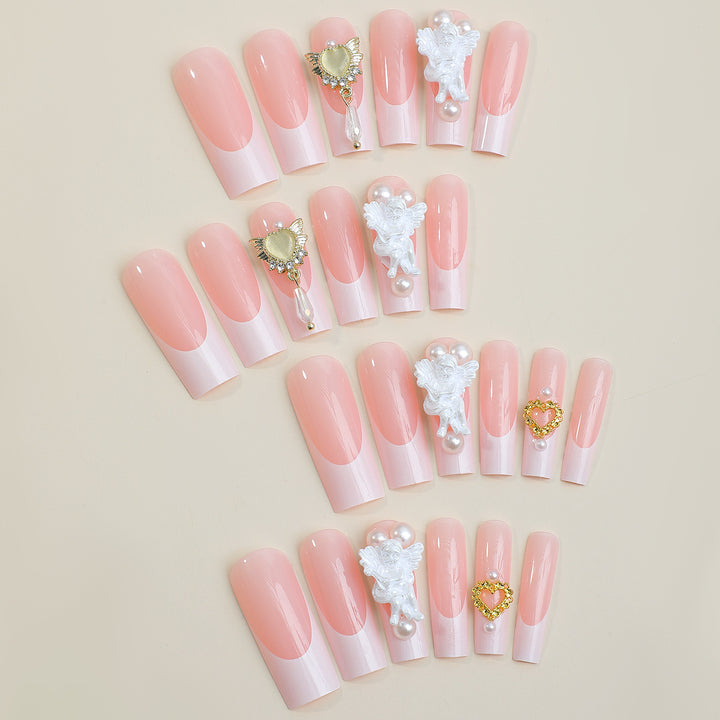 Decorative Press-On Nail Set with 3D Accents kalsten