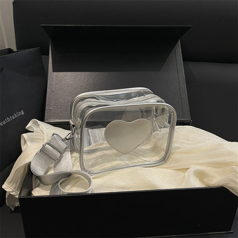 Heart-Shaped Clear Crossbody Bag