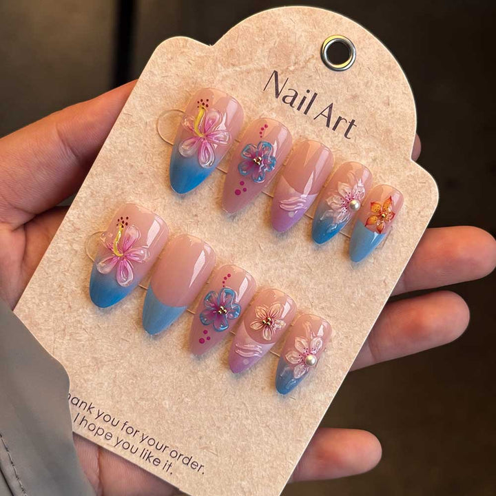 Artistic Floral-Designed Press-On Nail Set Kalsten