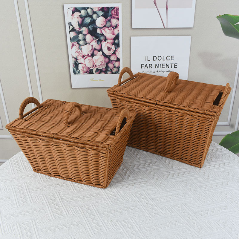 Handcrafted Woven Storage Basket with Lid Kalsten